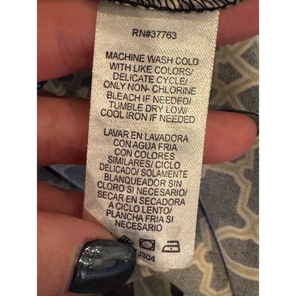 Laundry by Shelli Segal Dress Women 8‎ Black Ivory Greek Key Belted Button Front - Picture 10 of 11